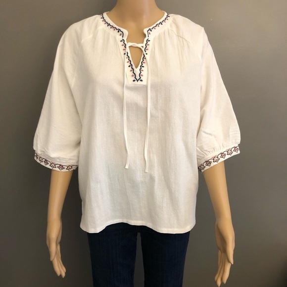 Vintage Minimalist White Oversized Relaxed Fit 3/4 sleeves blouse shirt. Large. - Picture 12 of 13